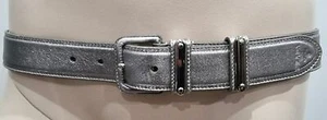PRADA Made In Italy Hebilla metálica plateada Cinturón de cuero de marca abrochado 85/34 - Imagen 1 de 10