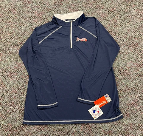 Brand New Majestic Women’s Atlanta Braves MLB Baseball Half Zip Size XL Cover