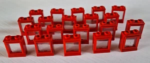 Lego 20 x Fenster rot alt 1x2x2 Zubehör 3081cc01 7026 Scheibe transparent klar - Bild 1 von 1