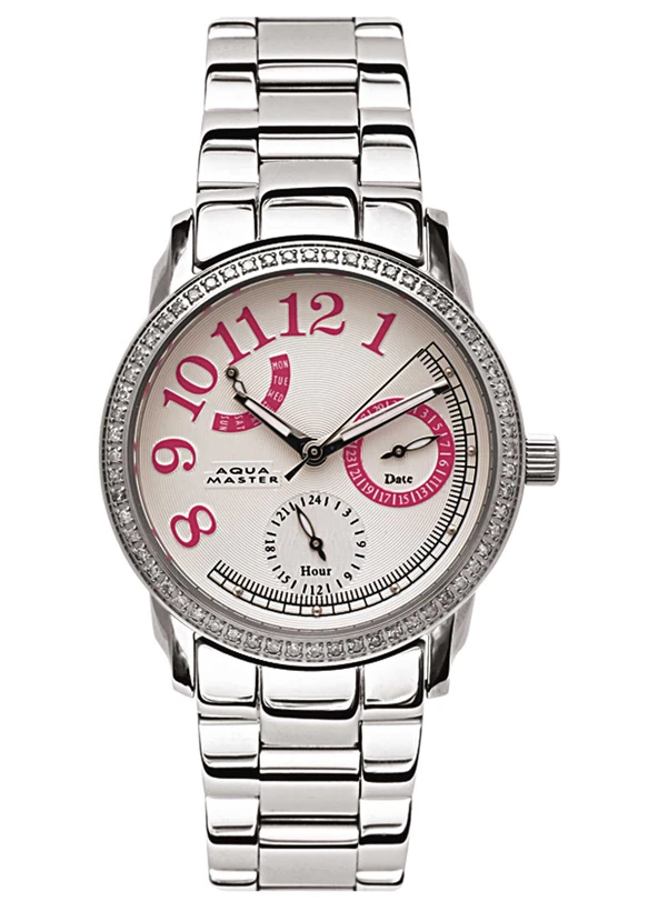 Aqua Master Women's White Dial Stainless Steel Case .24ct Diamonds Watch W#117 - Image 1 of 1