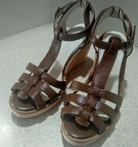 J Jill Womens Size 6 Beige Brown platform Sandals Strappy Ankle Spring Open toe - Picture 1 of 8