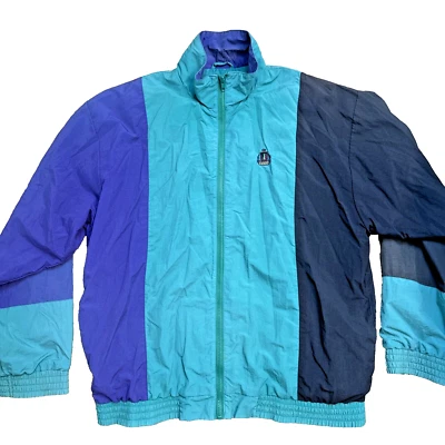Vintage IZOD Jacket Men's Large Windbreaker Full Zip Color Block 90’s Nylon Y2K - Image 1 of 4