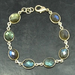 Natural Labradorite checker cut Gemstone Handmade Bracelet Jewelry New Year Gift - Picture 1 of 5