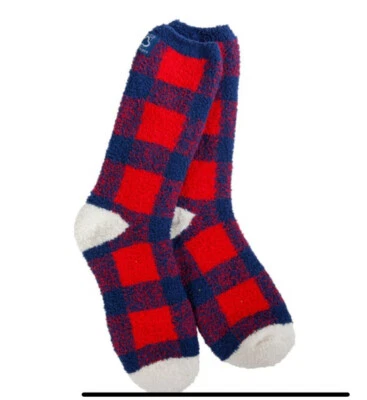 Mujer’s World’s Softest Socks Team Collection Cuadros Crew Socks - Rojo/Azul Nuevo Foto 1 de 4