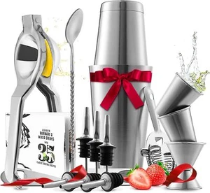16 Piece Bartender Kit Cocktail Shaker Set with Recipes and Bar Tools - Picture 1 of 8