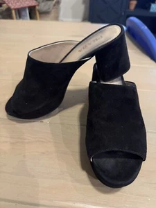 Sandalia Prada Gamuza Mula Plataforma Slide Negra Talla 37.5 EE. UU. Talla 7. Sin caja usado en excelente estado - Imagen 1 de 10