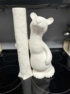 Keramik Biskuit fertig zum Bemalen Bär mit Baumstamm/Baum, 16 Zoll hoch, Licht nicht enthalten - Bild 1 von 5