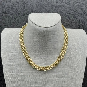 Givenchy Halskette goldfarben Doppelkette strukturierte Glieder Logo Anhänger Karabinerverschluss - Bild 1 von 7