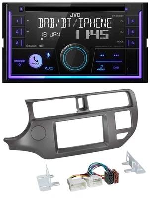JVC MP3 USB 2DIN DAB Bluetooth CD Autoradio für Kia Rio UB 11-14 anthrazit - Bild 1 von 4
