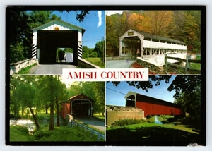 Postal de colección 4x6 de Amish Country Pennsylvania de puentes cubiertos HMT-3 - Imagen 1 de 2