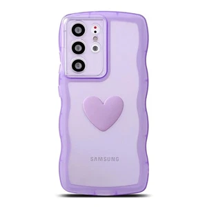 New Samsung Galaxy S21 Ultra Silicone Transparent Love Heart Phone Case Purple - Picture 1 of 3