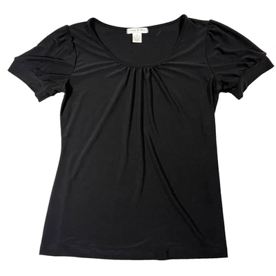 Blusa básica vintage Suzie negra manga abullonada para mujer M elástica Y2K Foto 1 de 4