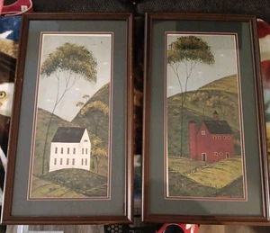 2 Vintage Warren Kimble framed folk art print 22.75 inches (L) by 14.75 (W) - Picture 1 of 2