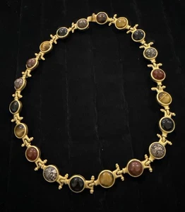 vintage “Rare Amalia Multi Colored Stone Gold Tone Necklace  20” - Picture 1 of 8
