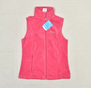 NUOVO Columbia gilet donna full zip pile rosa tinta unita taglia S tasche poliestere - Foto 1 di 8
