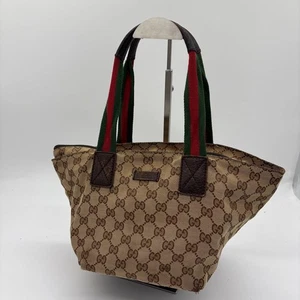 Bolso de Mano Gucci GG Patrón Línea Jerez Supremo Beige Marrón Auténtico de Japón RIN - Imagen 1 de 24