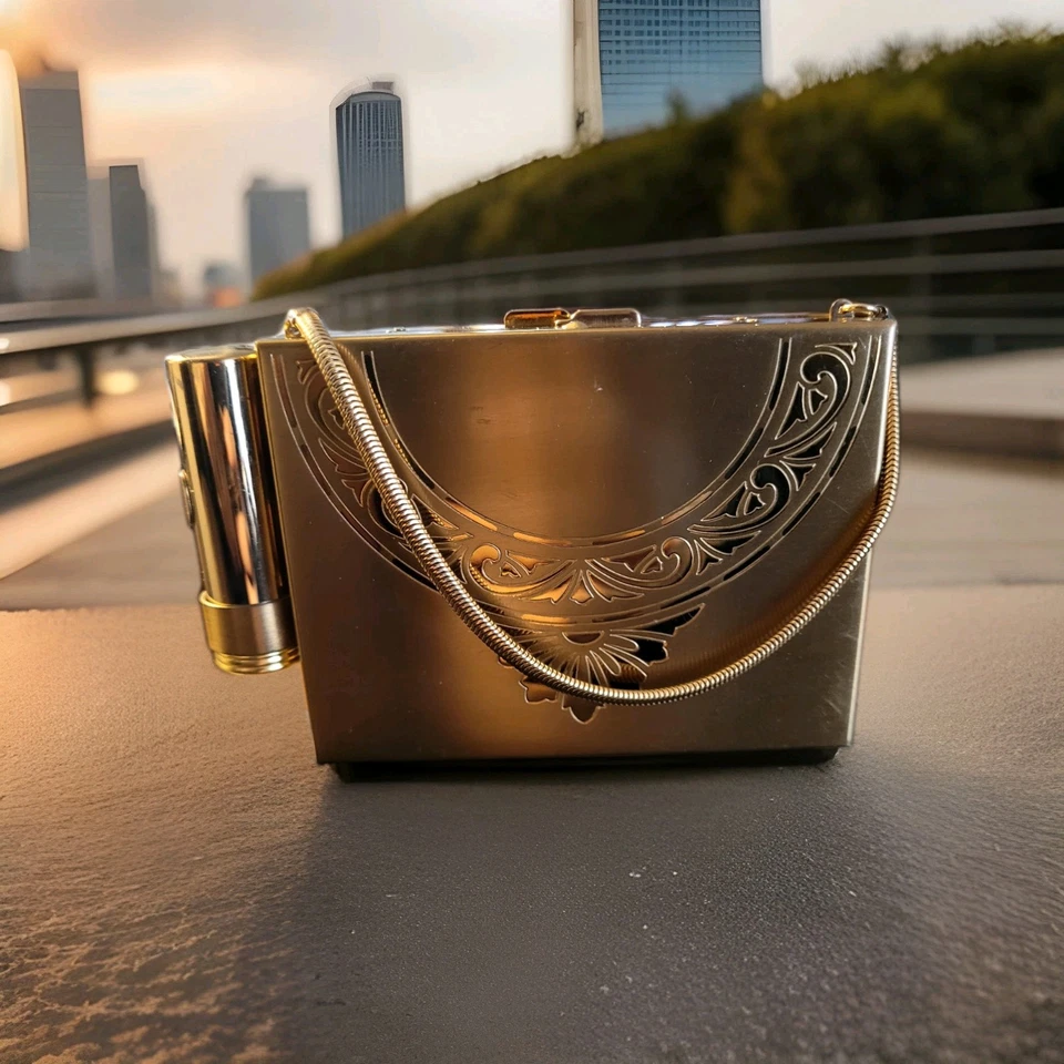 Vintage Gold Brass Antique Evans Style Lipstick, Makeup, And Cigarette Purse - Image 1 of 4