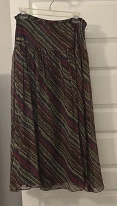 VTG Valerie Stevens SZ 8 100% silk maxi A Line Skirt Burgundy Multi Colored - Picture 1 of 12