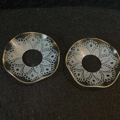 Juego de 2 collar de cera de vela de vidrio transparente con diseño de filigrana de encaje Foto 1 de 4