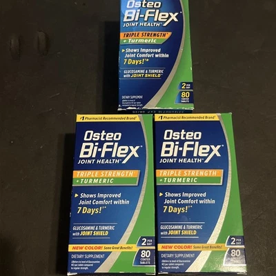 Paquete de 3 comprimidos recubiertos de cúrcuma de triple fuerza Osteo Bi-Flex 3 cajas 80ct Foto 1 de 2