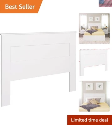 Elegante cabecero de panel plano de madera de ingeniería para camas queen - laminado blanco Foto 1 de 4