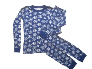 Hanna Andersson Unisex Childs Pajama Set Pants & Top Snowflake Print SZ 12 150cm - Picture 1 of 5