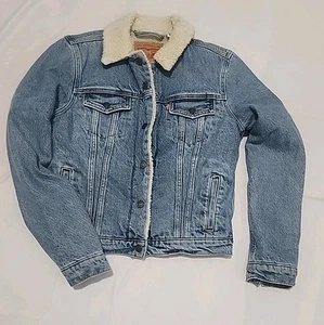 Levis Damen Jeansjacke blau Denim Sherpa gefüttert Größe XS - Bild 1 von 15