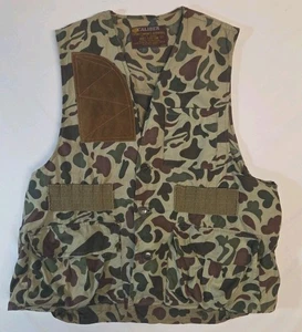 Vintage X Caliber Duck Camo hunting Vest Men's Large w/ Game Bag 100% cotton - Picture 1 of 15