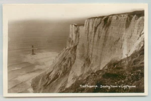 Postcard Eastbourne, Beachy Head and lighthouse, cliffs, RPPC - Picture 1 of 2