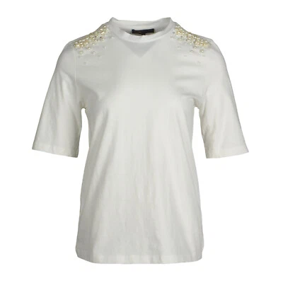 Maje Women's T-Shirt Size  3 / L Pearl Beads Rhinestones H18TRACY - Image 1 of 4