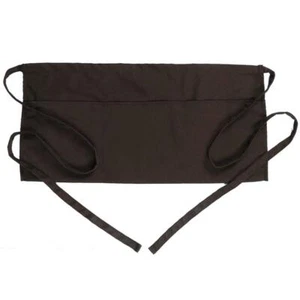 Waist Apron with 3 Pockets Brown Waitress Waiter Server Short Restaurant - Picture 1 of 7