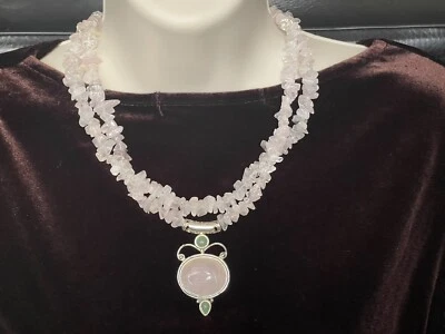 Ожерелье из розового кварца с подвеской в виде чакры фэн-шуй - Изображение 1 из 4