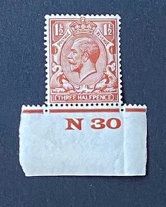 Great Britain, Scott #189, Sg 420, MH, watermark 35, with control number, 1 ½ P - Picture 1 of 1