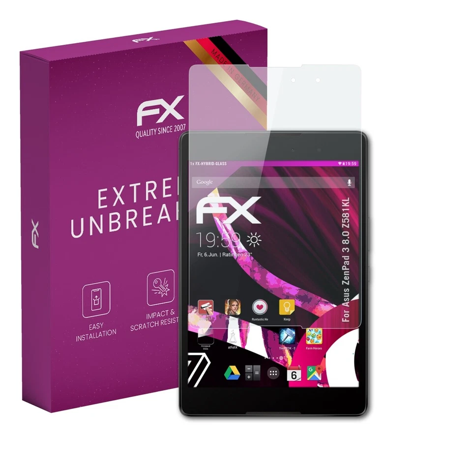 atFoliX Glass Protector for Asus ZenPad 3 8.0 Z581KL 9H Hybrid-Glass - Image 1 of 4