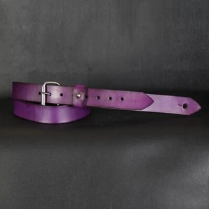 Buckle Leather Guitar Strap. Slim 1.5 inches wide. Purple Pink - Picture 1 of 8