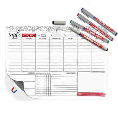 Wochenplaner magnetisch A4 + 4 Stifte Magnettafel abwischbar Kühlschrank - Bild 1 von 4
