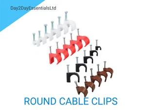 CLIPS DE CABLE REDONDO CON CLAVO DE FIJACIÓN 5MM 7MM 10MM 14MM 20MM NEGRO MARRÓN BLANCO ROJO - Imagen 1 de 1