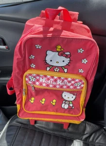 Sanrio Hello Kitty Pink Rolling Backpack Suitcase Carry On Luggage Vintage - Picture 1 of 11
