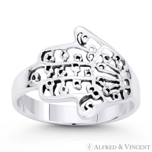 Anillo de Cabalá Judía Hamsa Khamsa Mal de Ojo Suerte Dije Plata Esterlina 0,925 - Imagen 1 de 1