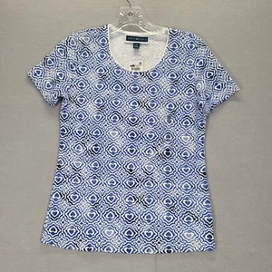 Camiseta de mujer KAREN SCOTT corazones azules elástica de algodón talla PP - Imagen 1 de 10