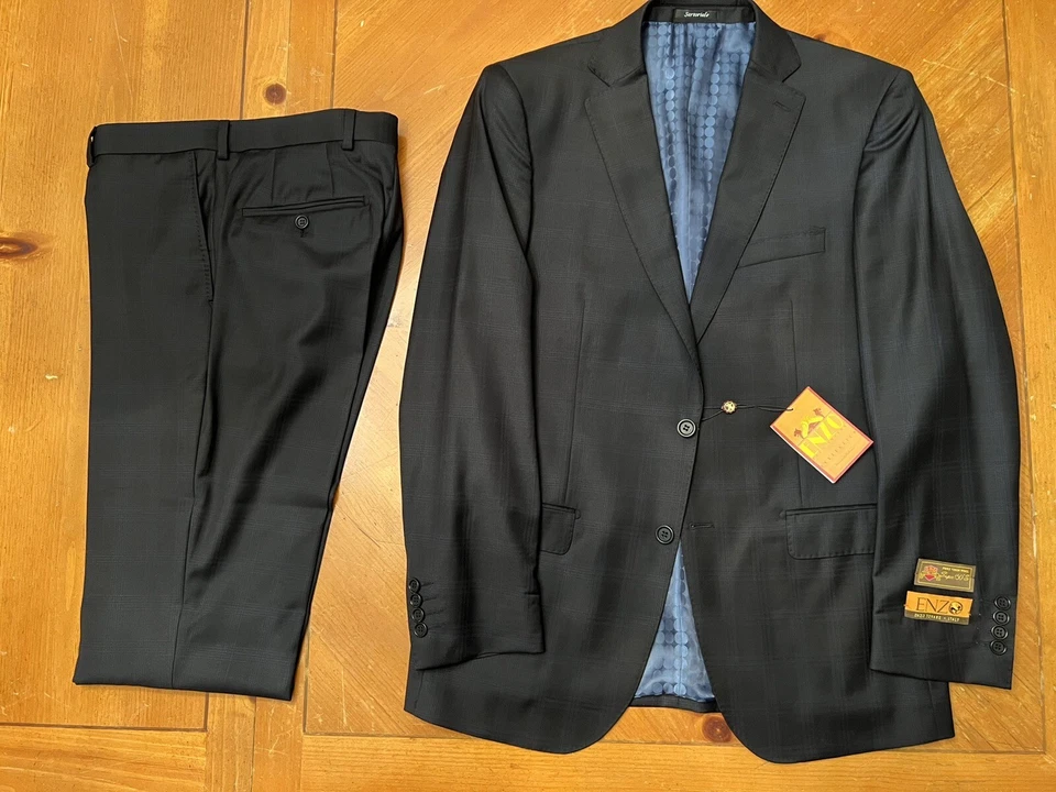 ENZO TOVARE - ITALY -Superfine 150’s wool Suit- 38 R (32 W) Tailored  Fit - Image 1 of 4