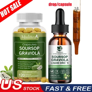 120pcs Soursop Graviola Extract Capsule or 30ml Drops, Support Immune Health - Picture 1 of 18
