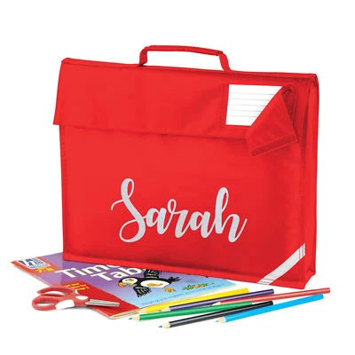 QUADRA Mädchen personalisierte Schultasche Bücher GLITZER Druck Name Lesen Musik Kunst L297