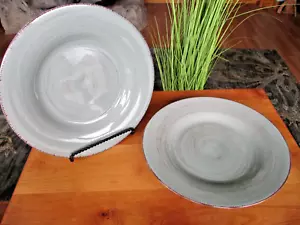 Tag Ltd SONOMA SLATE BLUE Rustic Brown Edge Ironstone Dinner Plate Set 2 EXC - Picture 1 of 3
