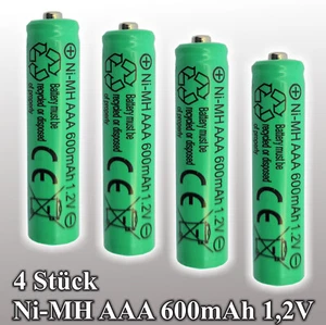 4 x AAA 600mAh 1,2V Ni-MH Akku für SOLAR-Leuchten Lampen Micro Akkus Batterie - Bild 1 von 2
