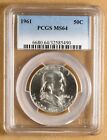 1961 P Franklin Silver Half Dollar Pcgs Ms64