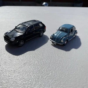 HONGWELL CARARAMA 'PORSCHE CAYENNE TURBO  BLACK & VW BEETLE LIGHT BLUE BUNDLE - Picture 1 of 10