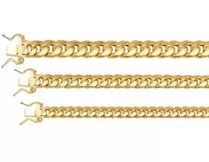 Brazalete collar cadena eslabones cubanos Miami oro amarillo 10k 6 mm-7,5 mm 8"-30" hueco - Imagen 1 de 3