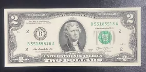 2013 $2 Two Dollar Bill Serial B 5518.5518 . UNC - Picture 1 of 2