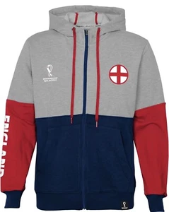 Men's FIFA World Cup Country Contrast Panel Fleece Hood England - Picture 1 of 5